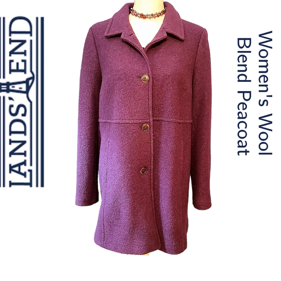 Lands' End Plum Peacoat - Picture 4 of 10
